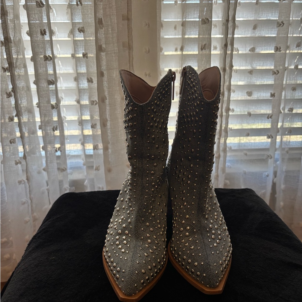 Studded Silver Cowgirl Boots